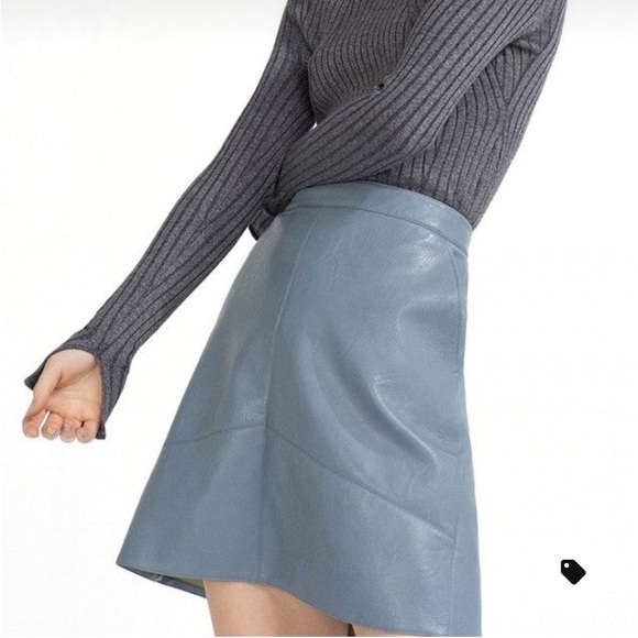 Zara Dresses & Skirts - (Sz M) Zara Blue Faux Leather Skirt